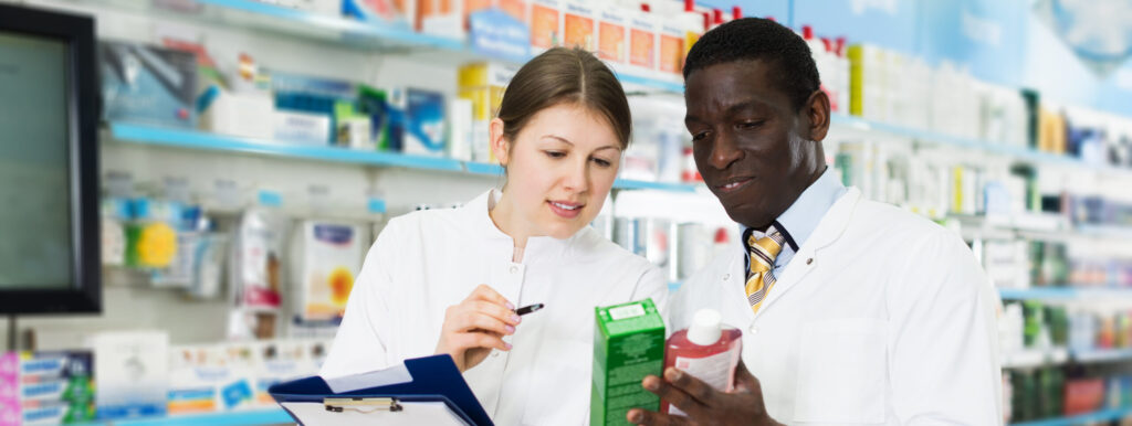 two pharmacists talking