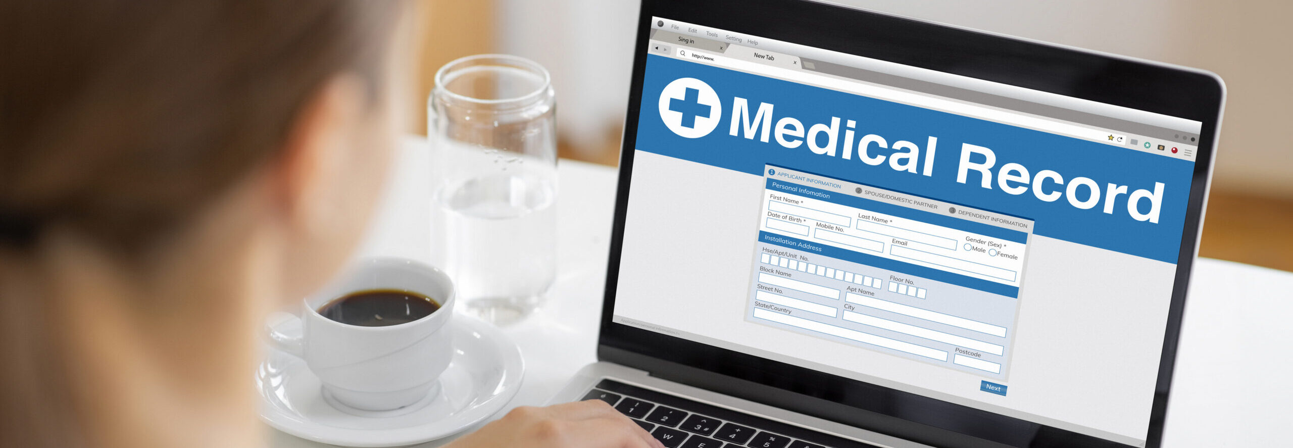 Person looking at medical records portal on computer