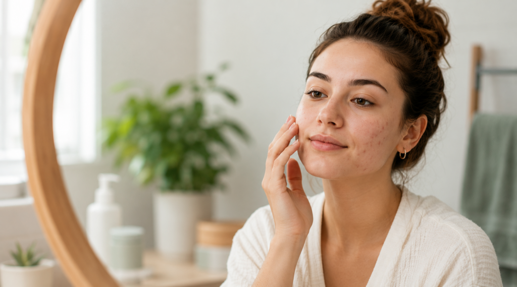woman applying accutane (Isotretinoin) for acne
